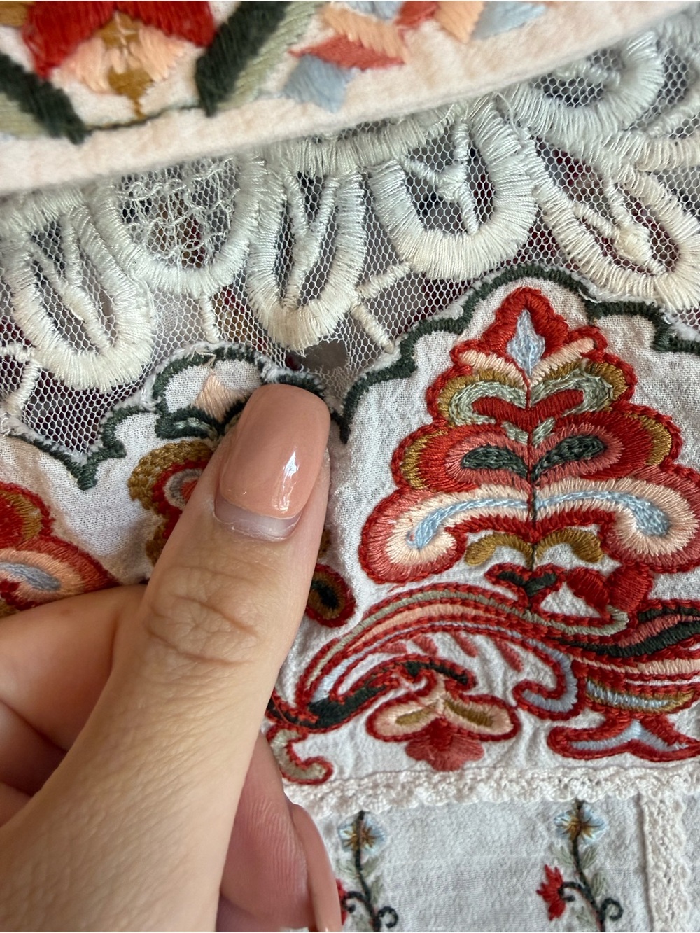Akemi + Kin Anthropologie Embroidered Floral Lace Boho Button Down Top - Picture 6 of 6